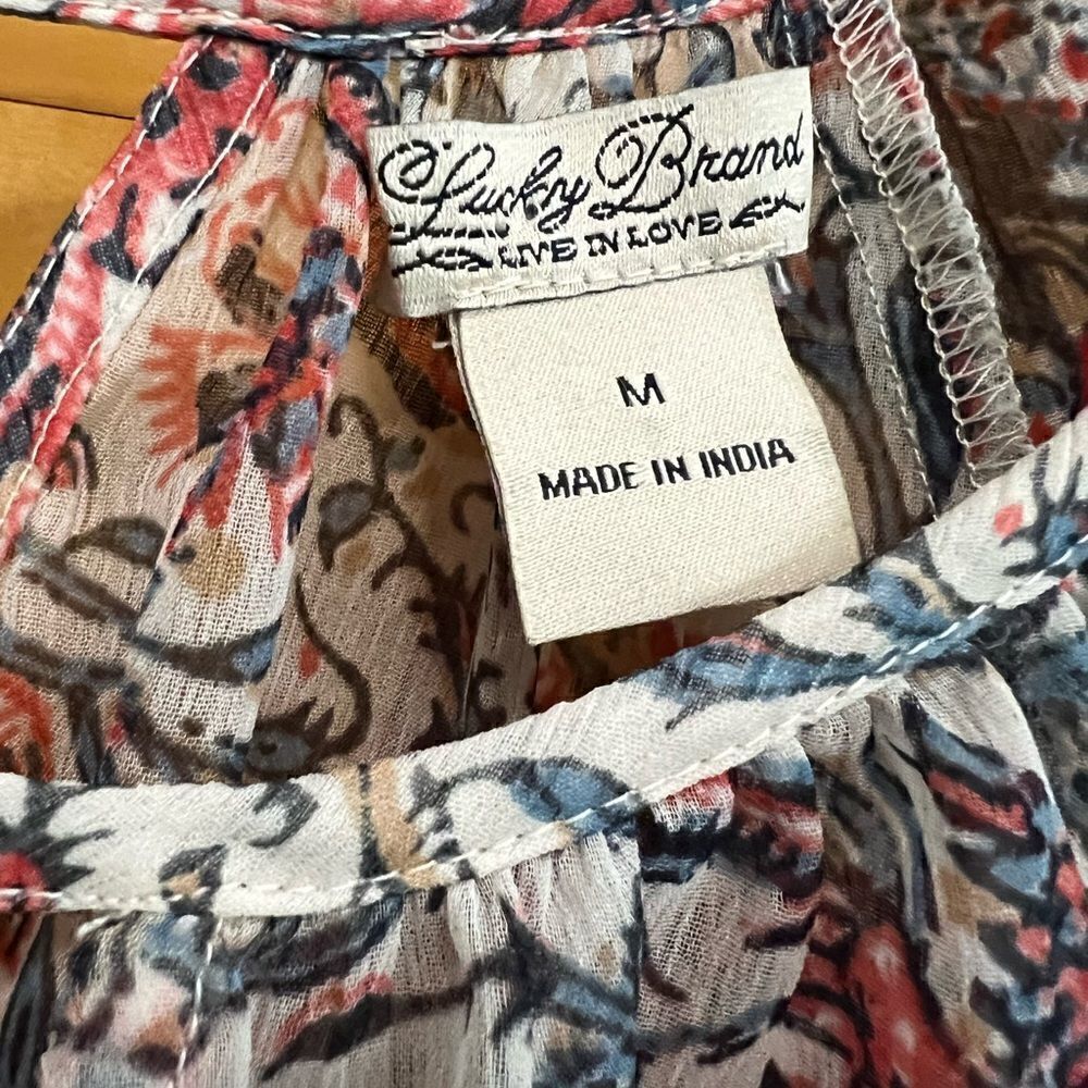 Lucky Brand printed sheer blouse size M - Picture 4 of 7